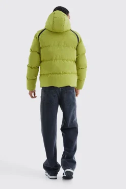 boohooMAN Crinkle Hooded Puffer | UK| Coats & Jackets