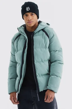 boohooMAN Crinkle Hooded Puffer | UK| Coats & Jackets
