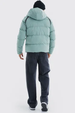 boohooMAN Crinkle Hooded Puffer | UK| Coats & Jackets