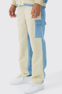 boohooMAN Crinkle Nylon And Denim Relaxed Cargo Jogger | UK| Jeans