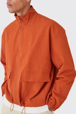 boohooMAN Crinkle Nylon Zip Through Harrington | UK| Coats & Jackets