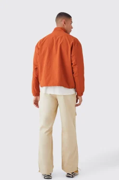 boohooMAN Crinkle Nylon Zip Through Harrington | UK| Coats & Jackets