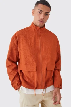 boohooMAN Crinkle Nylon Zip Through Harrington | UK| Coats & Jackets