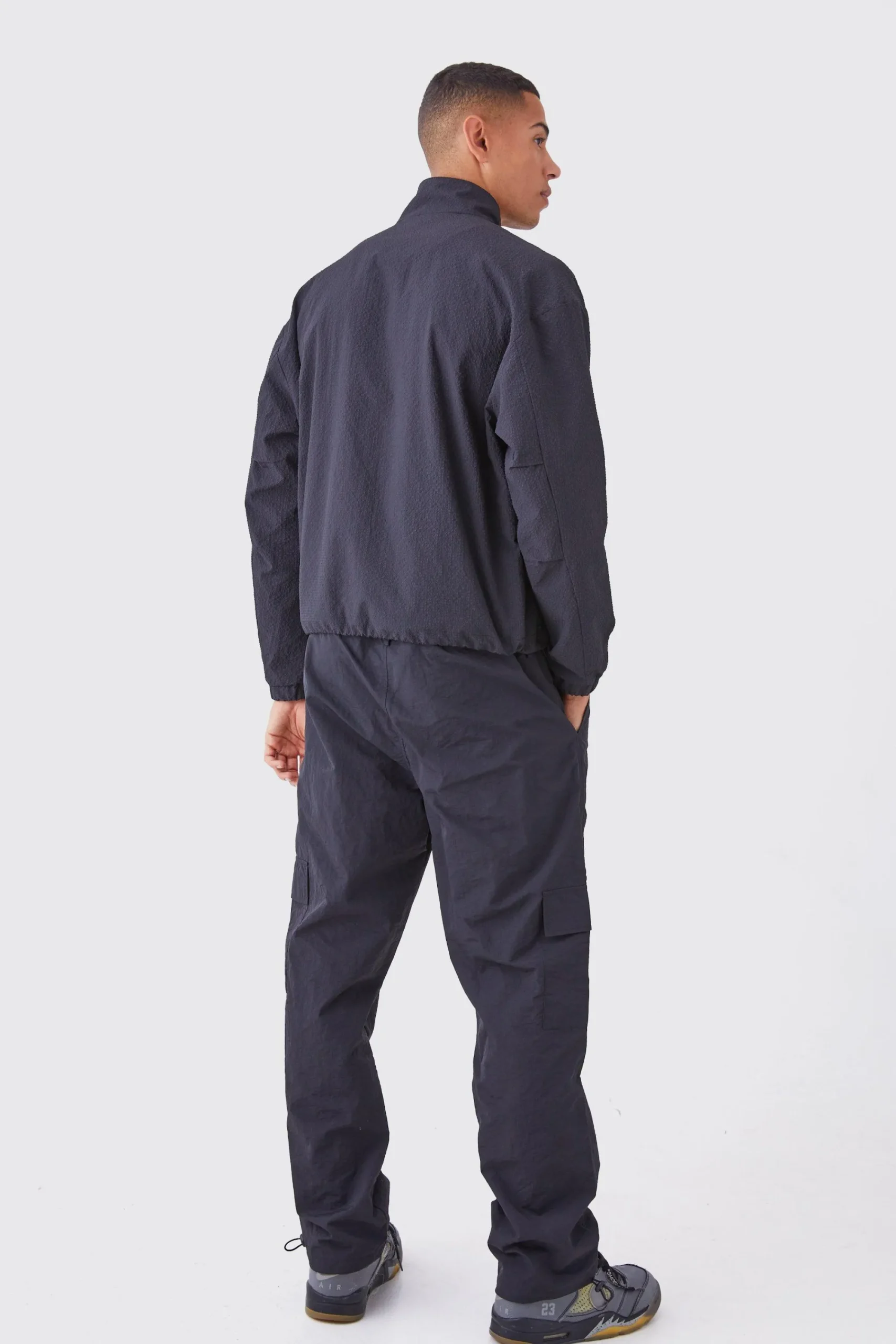 boohooMAN Crinkle Nylon Zip Through Harrington | UK| Coats & Jackets