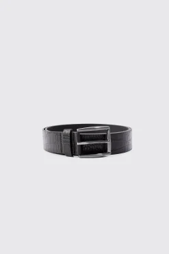 boohooMAN Croc Detail PU Belt In | UK| Belts