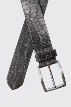 boohooMAN Croc Detail PU Belt In | UK| Belts