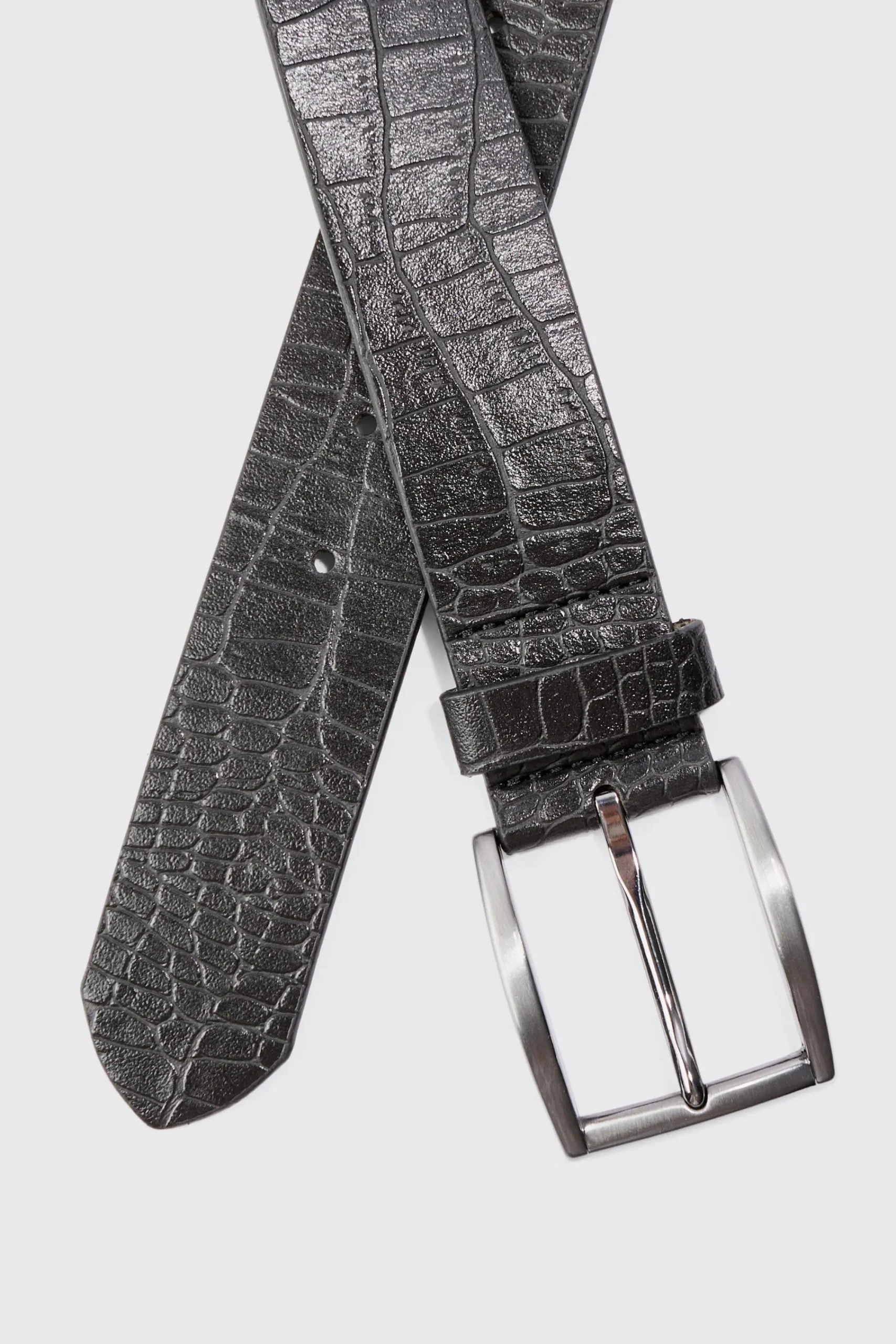 boohooMAN Croc Detail PU Belt In | UK| Belts