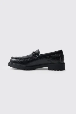 boohooMAN Croc Loafer With Tread Sole | UK| Smart Shoes
