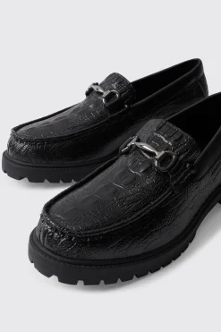 boohooMAN Croc Loafer With Tread Sole | UK| Smart Shoes