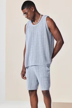 boohooMAN Crochet Knitted Mid Length Shorts In | UK| Shorts|Tracksuits