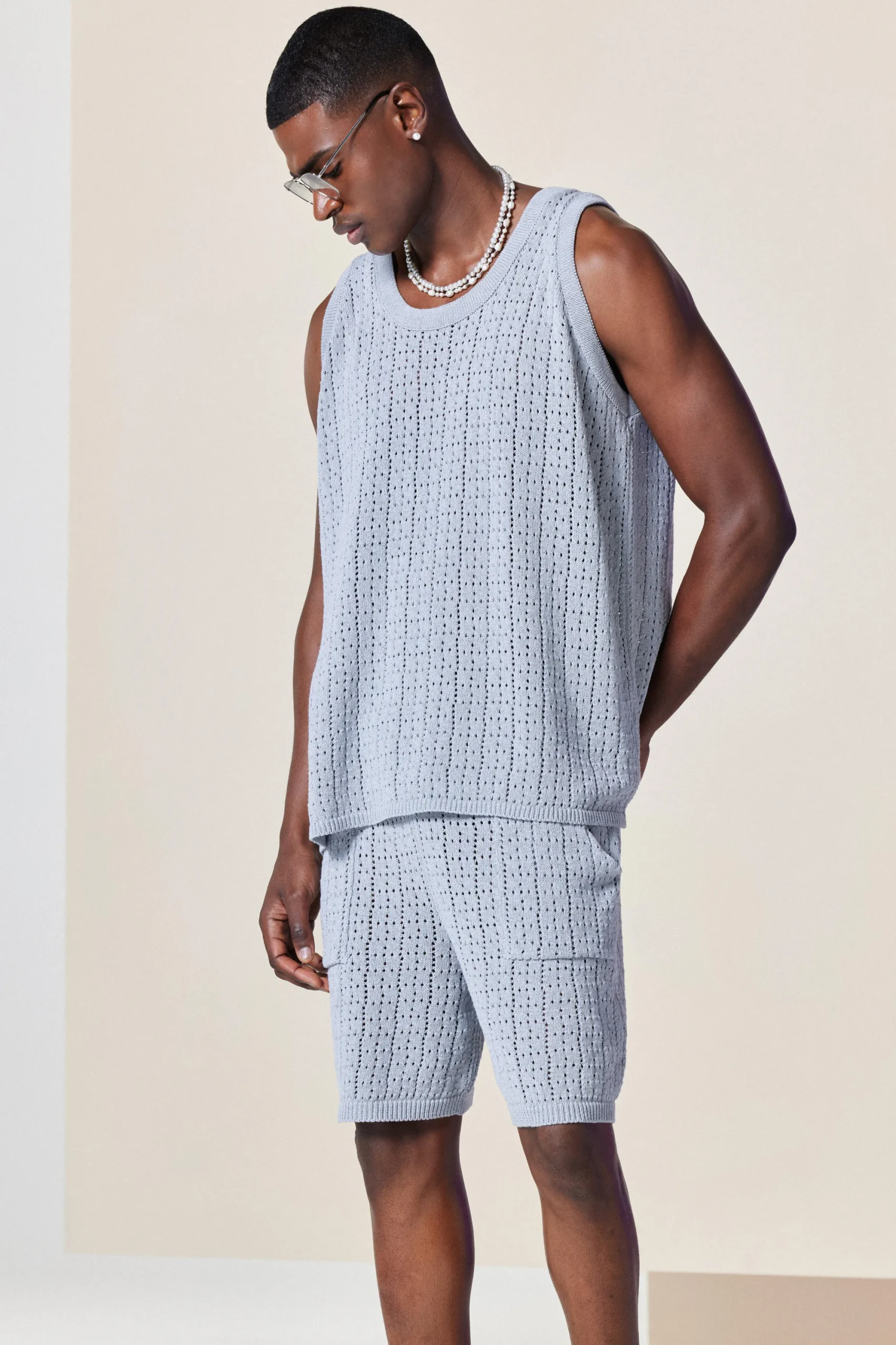 boohooMAN Crochet Knitted Mid Length Shorts In | UK| Shorts|Tracksuits