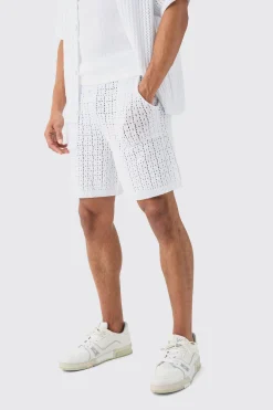 boohooMAN Crochet Knitted Mid Length Shorts In | UK| Shorts|Knitwear