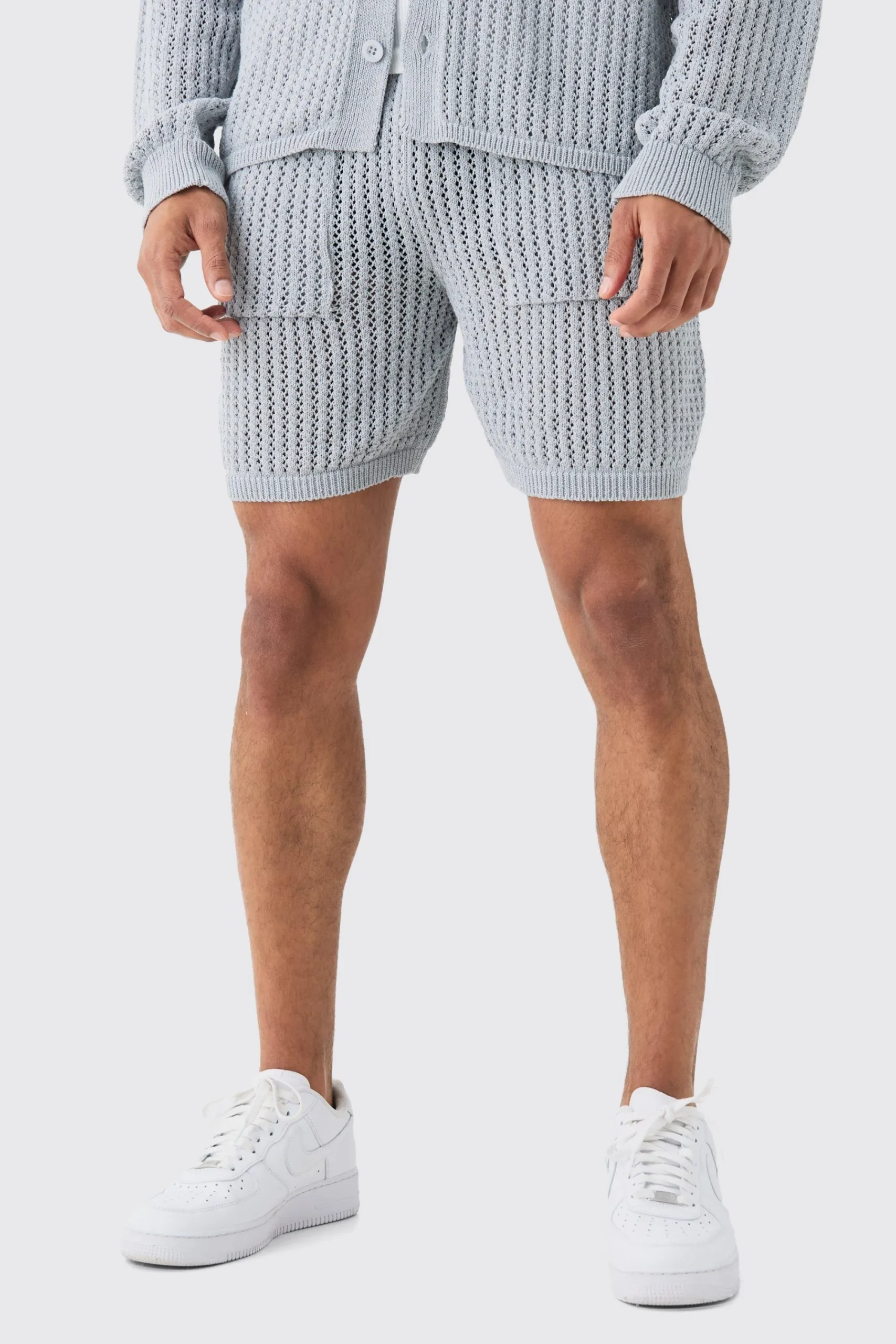 boohooMAN Crochet Open Knit Mid Length Shorts In | UK| Shorts|Tracksuits