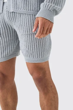 boohooMAN Crochet Open Knit Mid Length Shorts In | UK| Shorts|Tracksuits