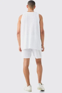 boohooMAN Crochet Open Knit Mid Length Shorts In | UK| Shorts|Tracksuits