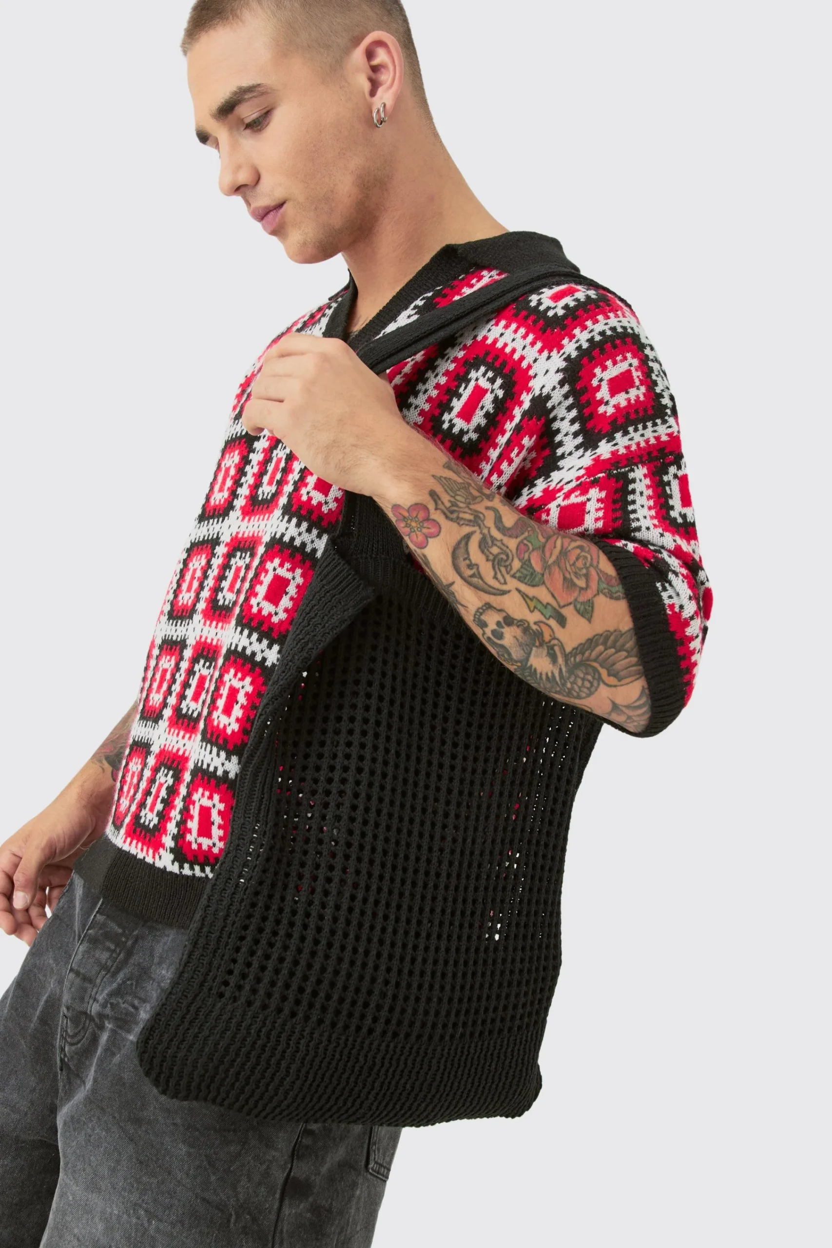 boohooMAN Crochet Tote Bag In | UK| Bags & Wallets