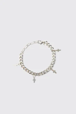 boohooMAN Cross Charm Bracelet In | UK| Jewellery & Watches