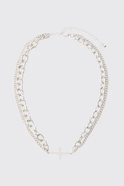 boohooMAN Cross Pendant Chunky Chain Bracelet In | UK| Jewellery & Watches