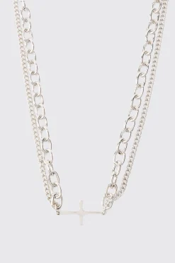 boohooMAN Cross Pendant Chunky Chain Bracelet In | UK| Jewellery & Watches