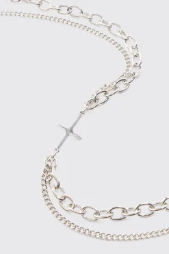 boohooMAN Cross Pendant Chunky Chain Bracelet In | UK| Jewellery & Watches