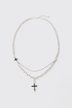 boohooMAN Cross Pendant Necklace | UK| Jewellery & Watches