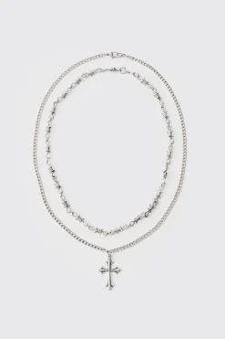 boohooMAN Cross Pendant Necklace | UK| Jewellery & Watches