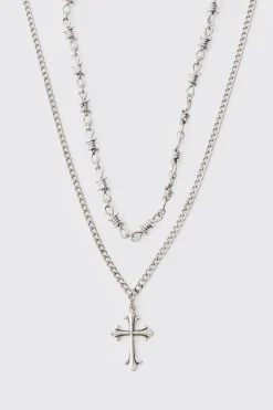 boohooMAN Cross Pendant Necklace | UK| Jewellery & Watches