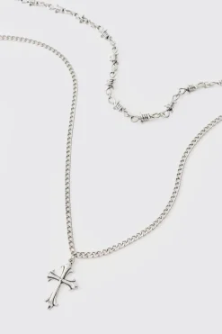 boohooMAN Cross Pendant Necklace | UK| Jewellery & Watches