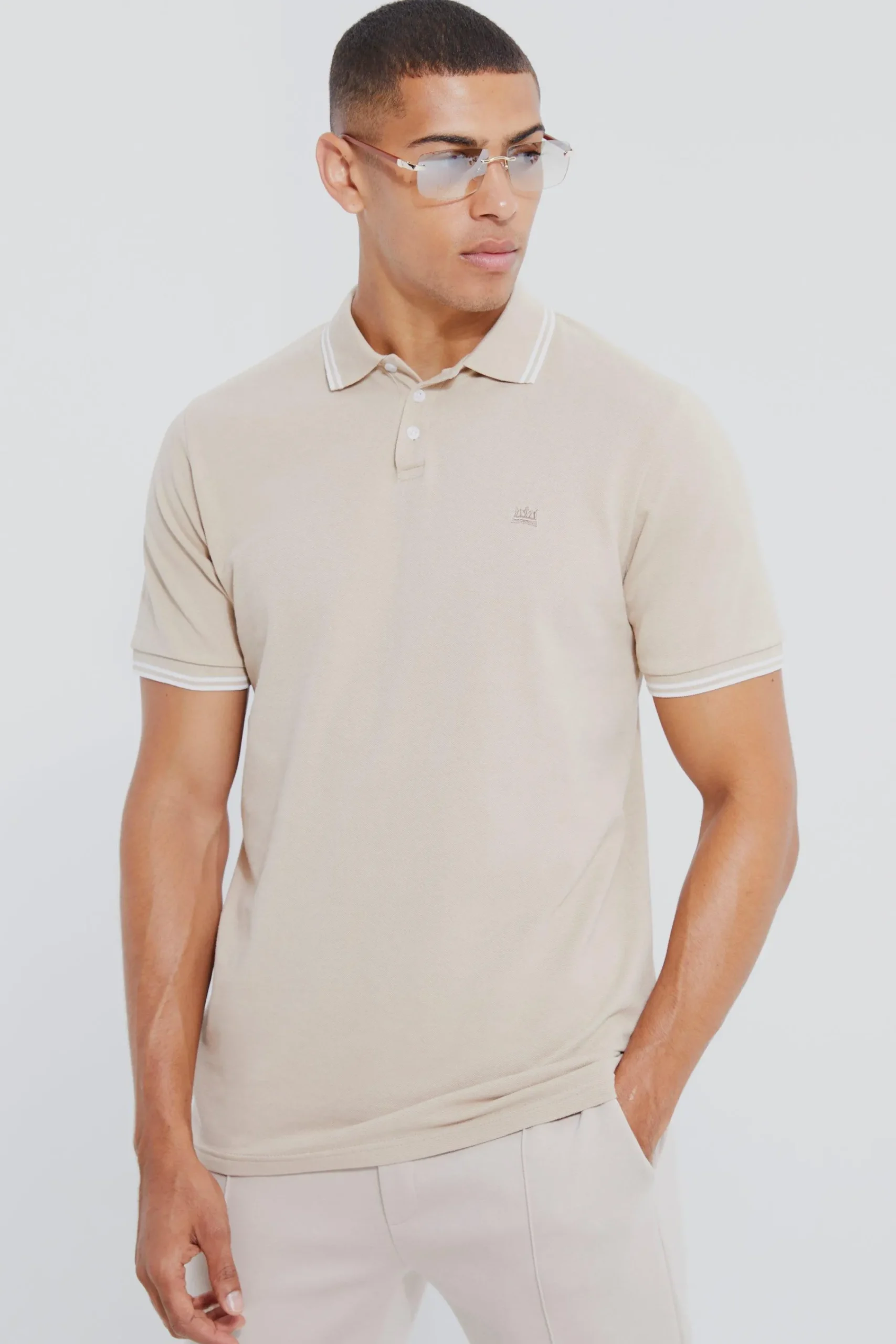 Crown Embroidered Tipped Pique Polo | UK^boohooMAN Best