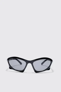 boohooMAN Curved Frame Racer Sunglasses In | UK| Sunglasses