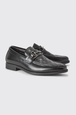 boohooMAN Debossed Snaffle Loafer | UK| Smart Shoes