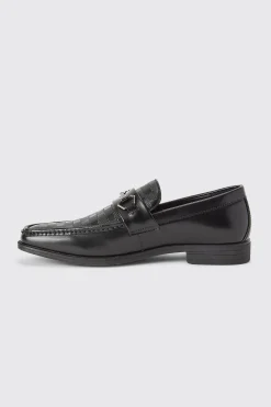 boohooMAN Debossed Snaffle Loafer | UK| Smart Shoes