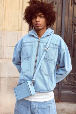 boohooMAN Denim Boxy Fit Acid Wash Detail Hoodie | UK| Coats & Jackets