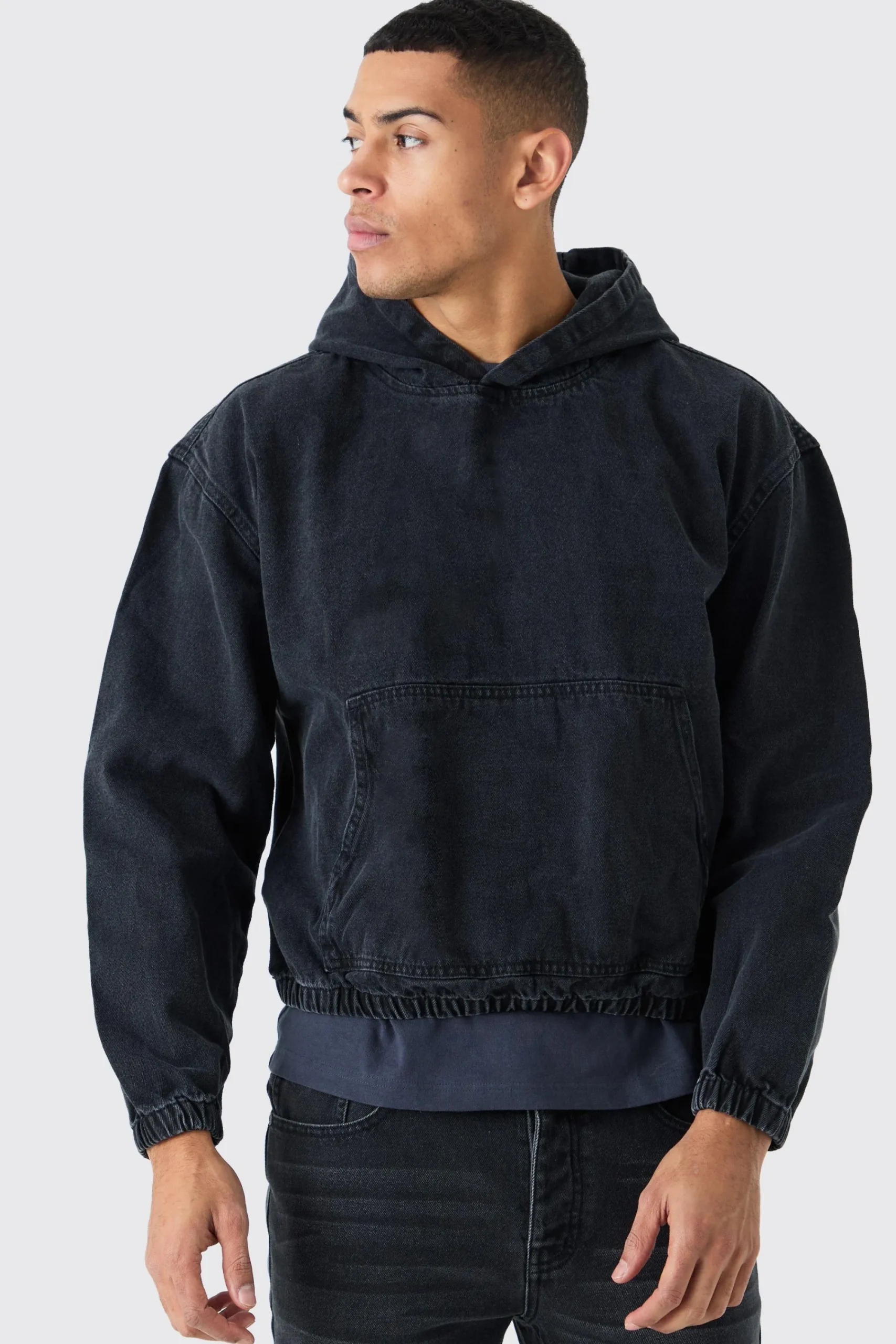 boohooMAN Denim Boxy Fit Hoodie | UK| Coats & Jackets