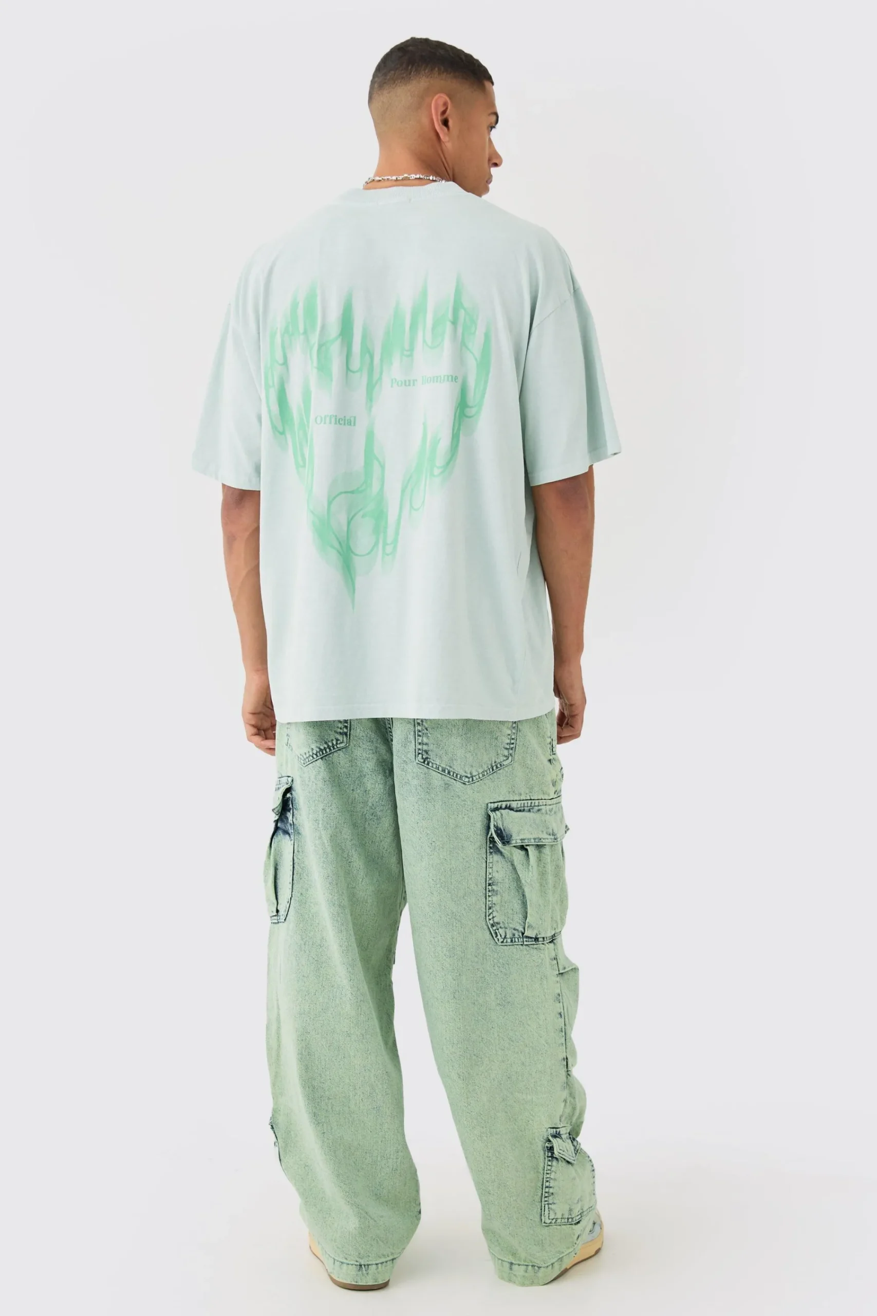 boohooMAN Denim Parachute Elasticated Waist Overdyed Acid Washed Cargo Jeans In | UK| Trousers|Jeans