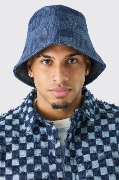 boohooMAN Denim Patchwork Bucket Hat | UK| Hats & Caps