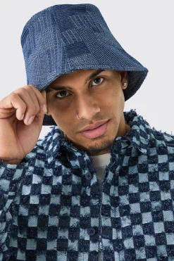 boohooMAN Denim Patchwork Bucket Hat | UK| Hats & Caps