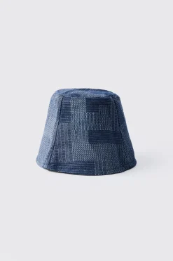 boohooMAN Denim Patchwork Bucket Hat | UK| Hats & Caps