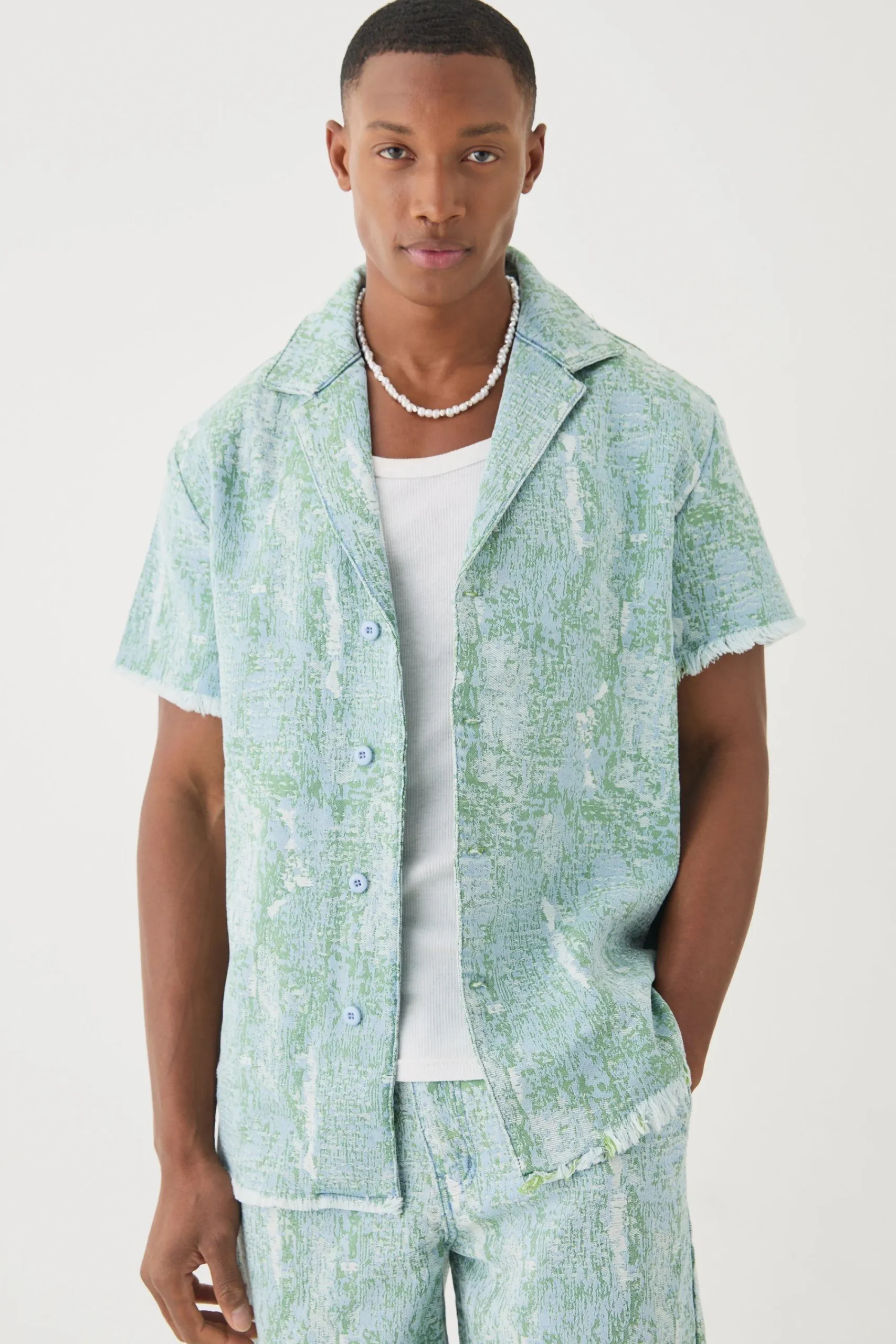 boohooMAN Denim Tapestry Revere Shirt | UK| Shirts