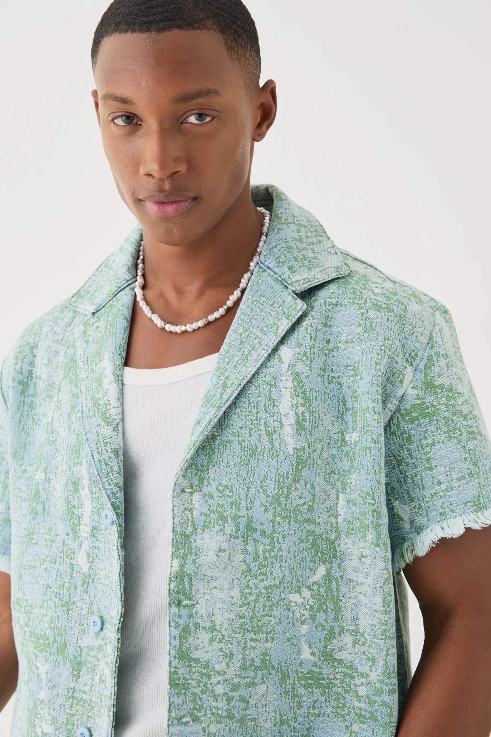 boohooMAN Denim Tapestry Revere Shirt | UK| Shirts