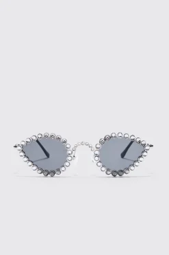 boohooMAN Diamante Oval Sunglasses | UK| Sunglasses