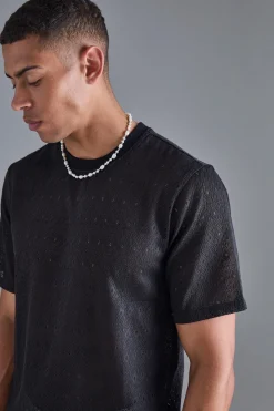 Diamond Crochet T-shirt | UK^boohooMAN Outlet
