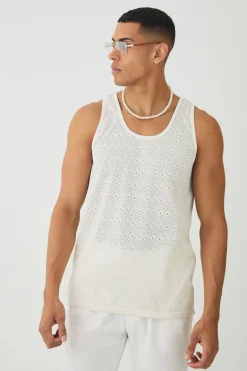 Diamond Crochet Vest | UK^boohooMAN Hot