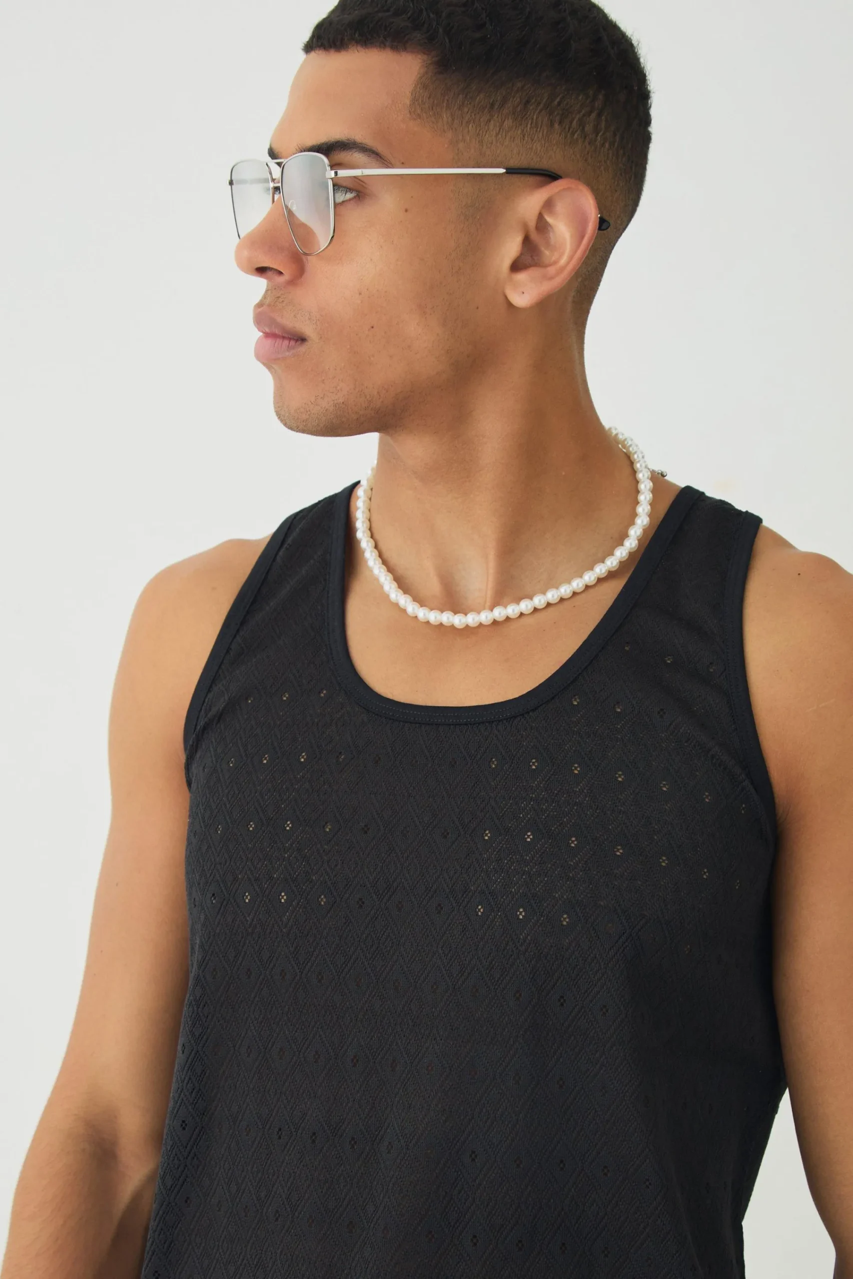 Diamond Crochet Vest | UK^boohooMAN