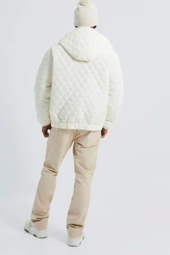 boohooMAN Diamond Quilted Hooded Puffer | UK| Coats & Jackets