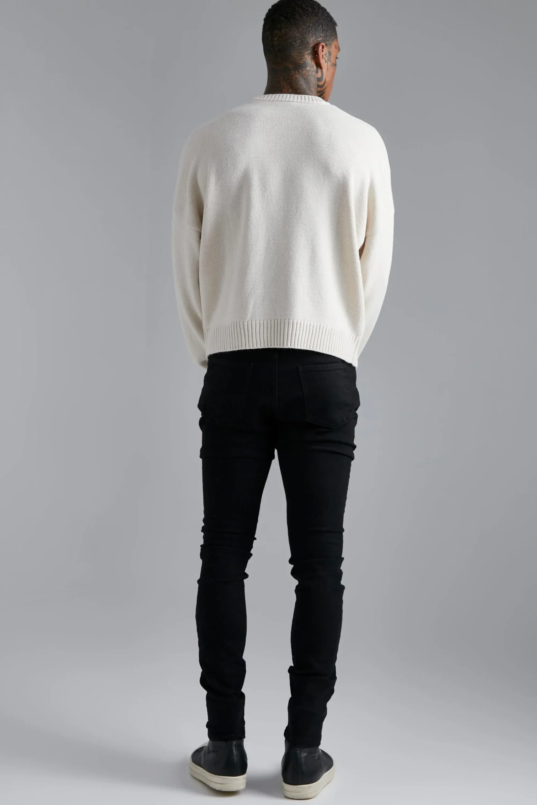 boohooMAN Distressed B Boxy Ribbed Jumper | UK| Knitwear