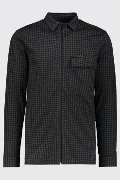 boohooMAN Dogtooth Jacquard Zip Through Overshirt | UK| Shirts
