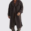 boohooMAN Double Breasted Trench Overcoat In Chocolate | UK| Coats & Jackets