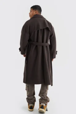 boohooMAN Double Breasted Trench Overcoat In Chocolate | UK| Coats & Jackets