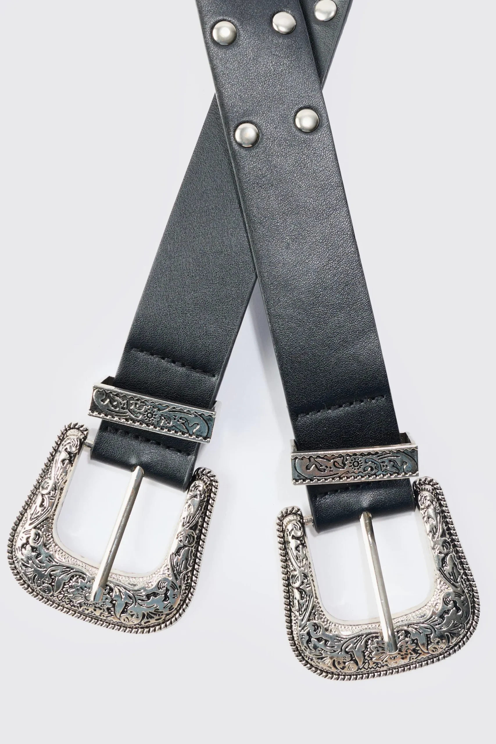 boohooMAN Double Buckle Studded Belt In | UK| Belts